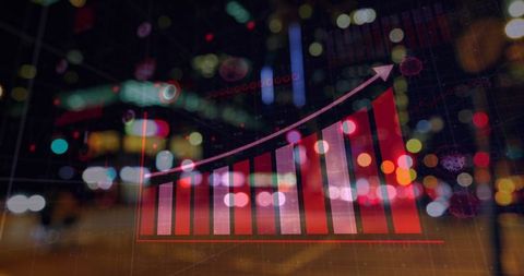 Digital Graphs Overlay on Vibrant Cityscape Amid Coronavirus Spread