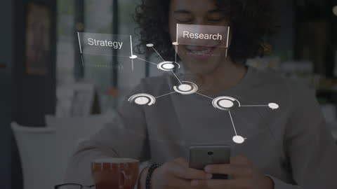 Man Engaging in Online Business Strategy and Research on Smartphone