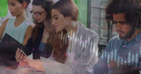 Diverse Team Collaborating with Digital Technology Concepts Overlay