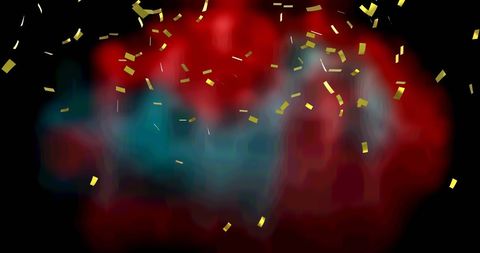 Gold Confetti Falling on Red and Black Background