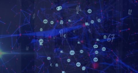 Futuristic Digital Network with Finance and Tech Symbols - Download Free Stock Images Pikwizard.com