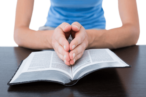 woman praying with transparent bible on table - Download Free Stock Videos Pikwizard.com