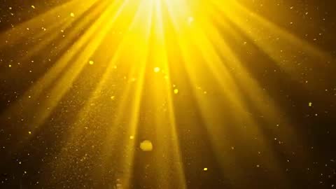 Golden Light Rays Illuminating Cosmic Particles in Abstract Digital Space