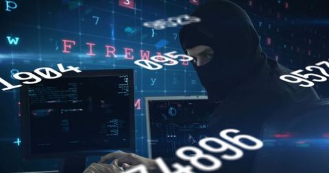 Cybersecurity threat concept: hacker in dark environment