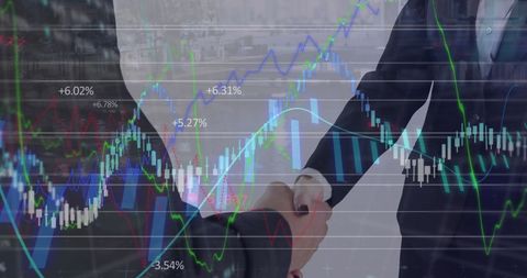 Handshake Overlay on Financial Trading Graphs - Download Free Stock Images Pikwizard.com
