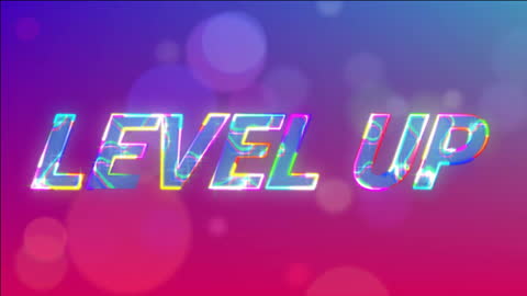 Vibrant Glowing Level Up Text on Colorful Background