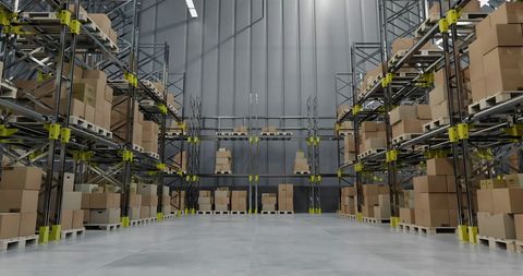 Drone view of optimized warehouse logistics operations
