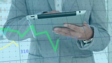 Business Growth Analysis with Digital Tablet and Graphs