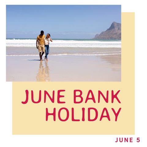 Joyful Couple Strolling on Beach During June Bank Holiday - Download Free Stock Templates Pikwizard.com
