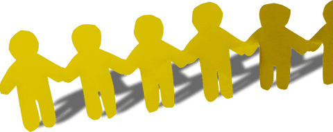 Paper Chain Silhouette of Human Figures on Transparent Background