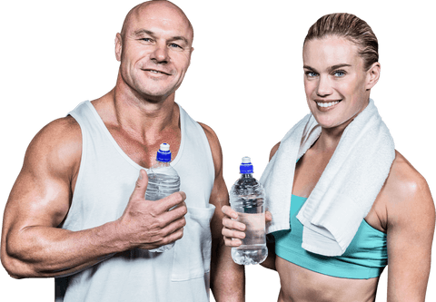 transparent two fitness athletes holding water bottles - Download Free Stock Videos Pikwizard.com