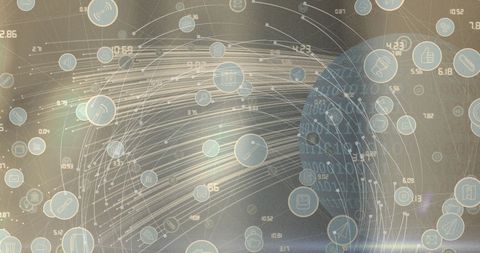 Futuristic Digital Icons with Light Trails on Globe Interface - Download Free Stock Images Pikwizard.com