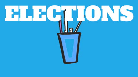 Elections Visual Icon on Blue Background with Text