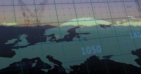 european map with data projection symbolizing crisis impact - Download Free Stock Images Pikwizard.com