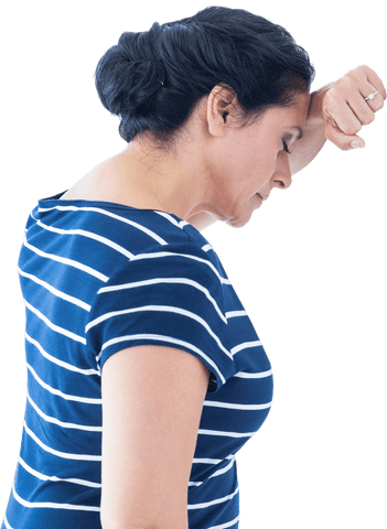 Transparent Woman Leaning on Hand Feeling Upset