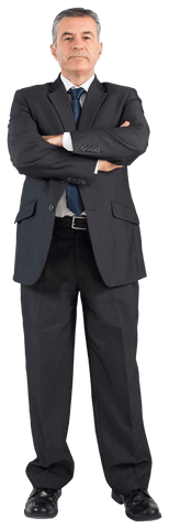 Confident Mature Businessman in Suit on Transparent Background