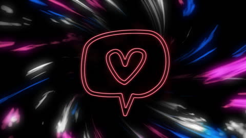 Glowing Heart in Speech Bubble with Dynamic Light Trails