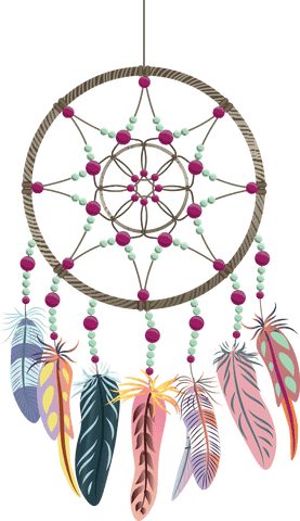 Colorful boho dreamcatcher on transparent background
