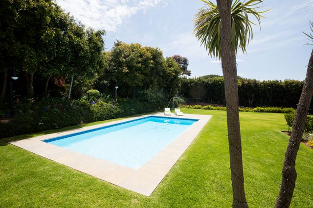 View of swimming pool in the garden