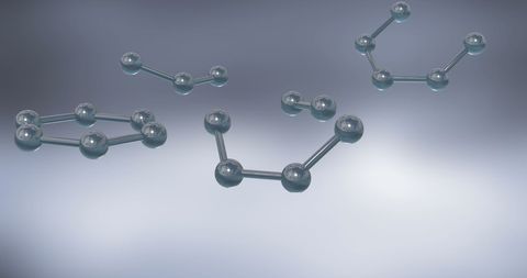 3d rendering of molecule structures on grey background