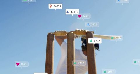 Cricketer celebrating victory provides sense of activity and triumph