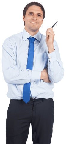 Smiling Caucasian Businessman Holding Pen on Transparent Background - Download Free Stock Videos Pikwizard.com