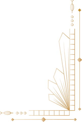 Golden Art Deco Border on Transparent Background with Geometric Decor