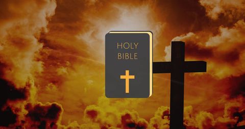 Dramatic Crucifix and Bible with Sunset in Faith Iconography - Download Free Stock Images Pikwizard.com