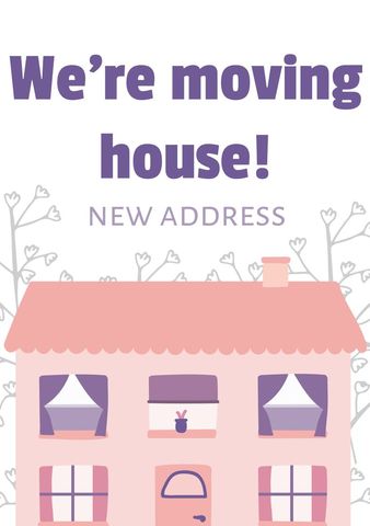 charming pink house illustration for moving announcement - Download Free Stock Templates Pikwizard.com