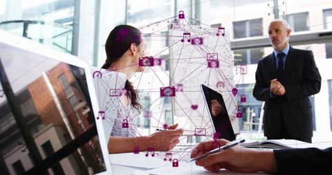 Global Network Connections in Modern Business Office