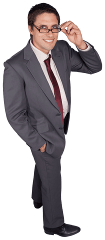 confident businessman adjusting glasses in gray suit - Download Free Stock Videos Pikwizard.com