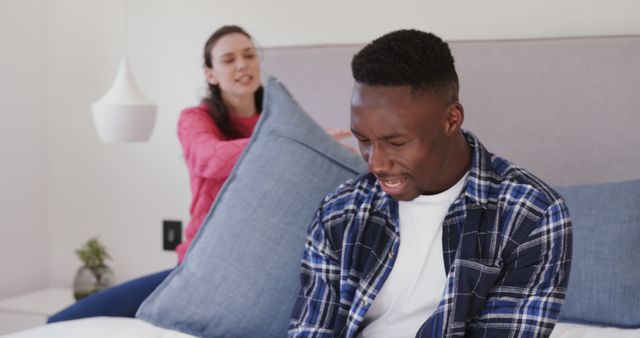 Couple Having Argument in Modern Bedroom - Download Free Stock Images Pikwizard.com