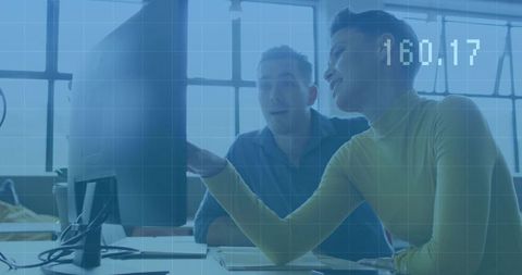 Collaborative Teamwork in Modern Office Analyzing Data