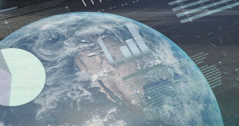 Futuristic Digital Infographic Overlay on Earth from Space - Download Free Stock Images Pikwizard.com