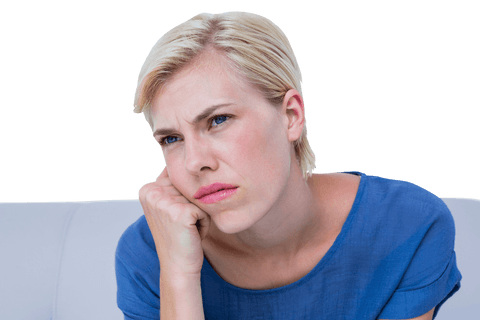 caught in reflection, pensive thoughtful woman on couch transparent background - Download Free Stock Videos Pikwizard.com