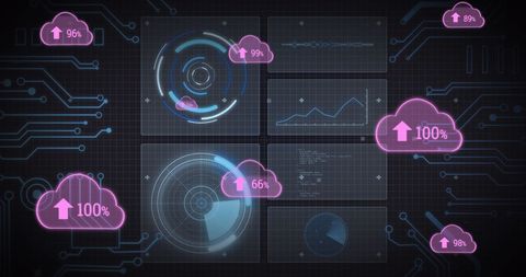 Data Cloud Computing Interface Display With Pink Graphics - Download Free Stock Images Pikwizard.com