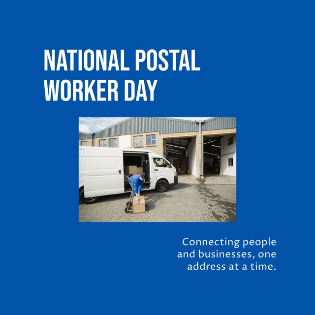 National Postal Worker Day with Courier Van Delivery - Download Free Stock Templates Pikwizard.com