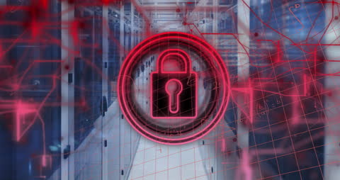 Cybersecurity Concept with Padlock and Equations Overlay