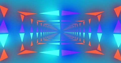 Abstract Neon Geometric Pattern with 3D Illusion