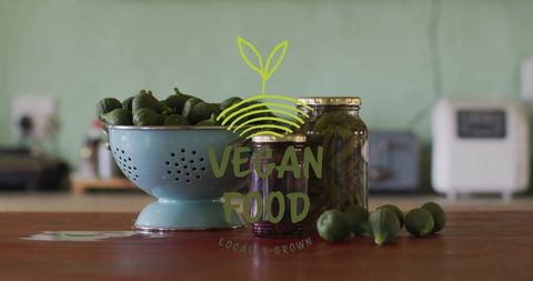 Locally Grown Vegan Food with Fresh Vegetables and Preserved Jars - Download Free Stock Images Pikwizard.com