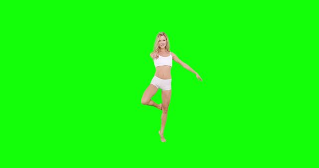 Young Woman in Yoga Pose with Green Screen Background - Download Free Stock Images Pikwizard.com