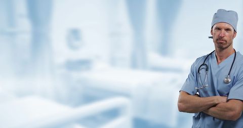 Confident Male Doctor in Hospital Environment