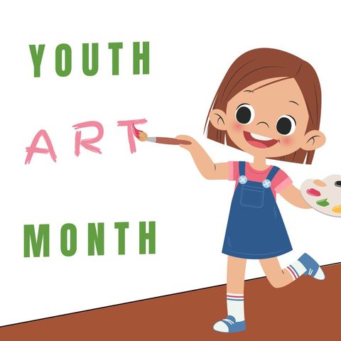 Youth Art Month Cartoon Girl Painting Creativity - Download Free Stock Templates Pikwizard.com