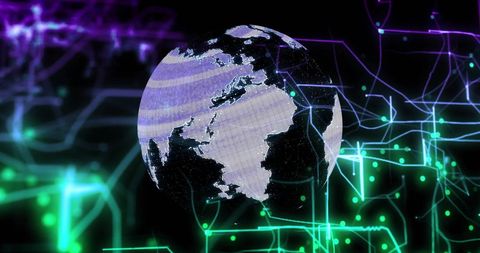 Rotating Earth with Futuristic Digital Connections on Dark Background - Download Free Stock Images Pikwizard.com