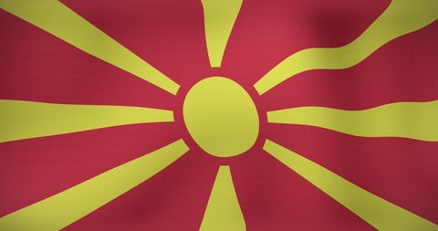 North macedonia flag with abstract digital overlay