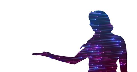 Woman Silhouette with Glowing Light Trails on White - Download Free Stock Images Pikwizard.com