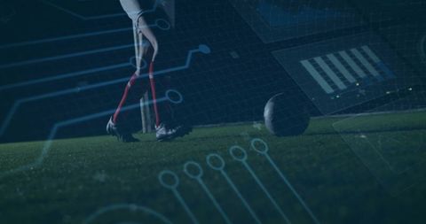 Soccer Player with Digital Overlay on Field