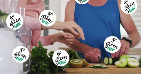 Senior Couple Preparing Healthy Vegetarian Meal Together - Download Free Stock Images Pikwizard.com