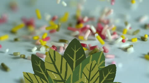 Colorful Sprinkles and Vibrant Leaves Animation