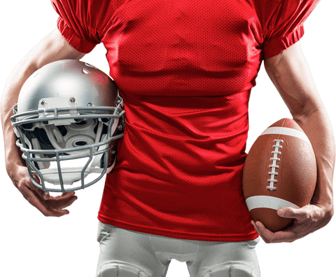 Transparent American Football Player Holding Gear